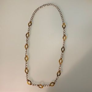 Tortoiseshell and silver tone costume necklace